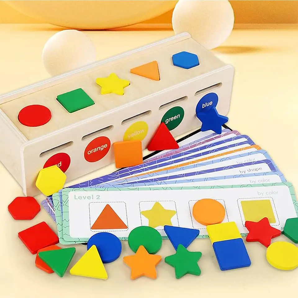 Caja Madera Clasificación Figuras y Colores Didáctico Montessori 4