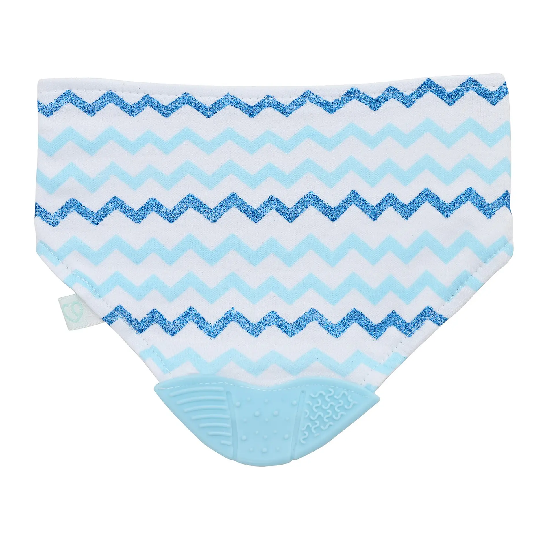 Babero Bandana con Mordedor Zigzag Bambino Celeste 2