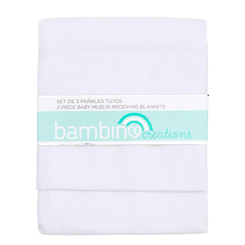 Pack 3 Pañales Tuto Bambino 100% Algodón Liso Blanco 1