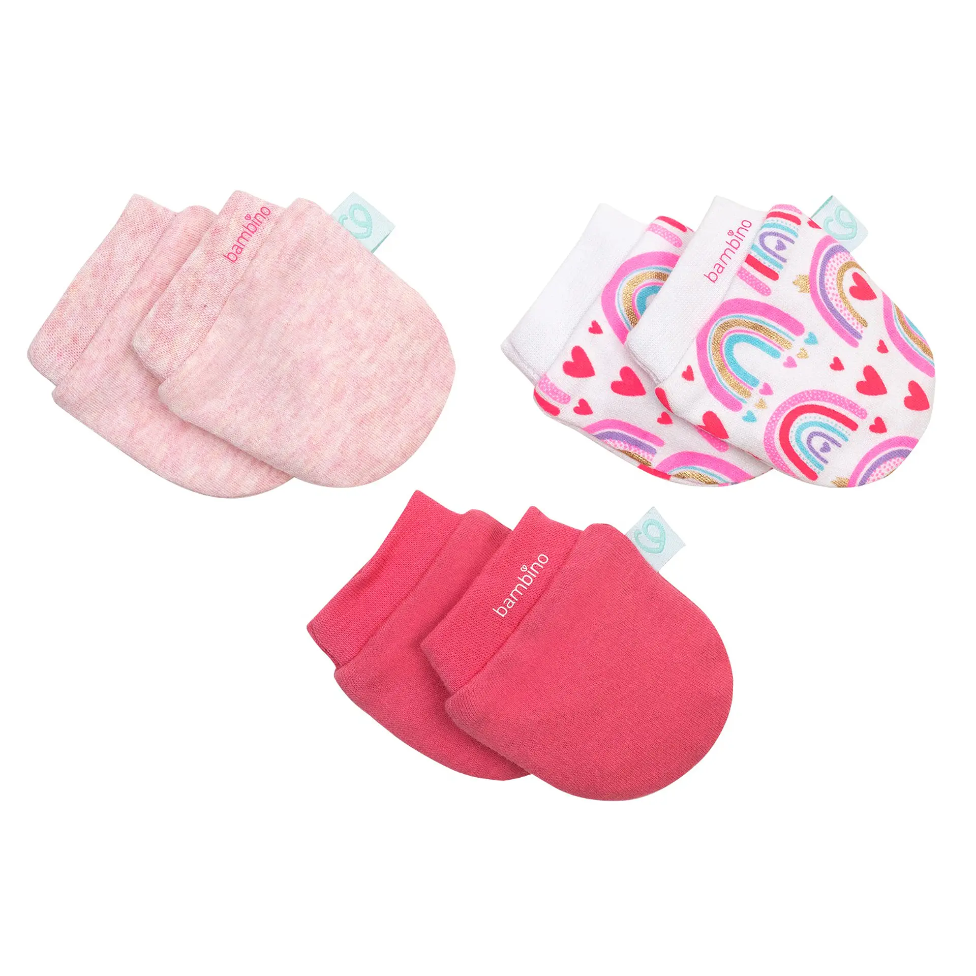 Pack 3 Mitones Para Bebe Bambino Rosado 4