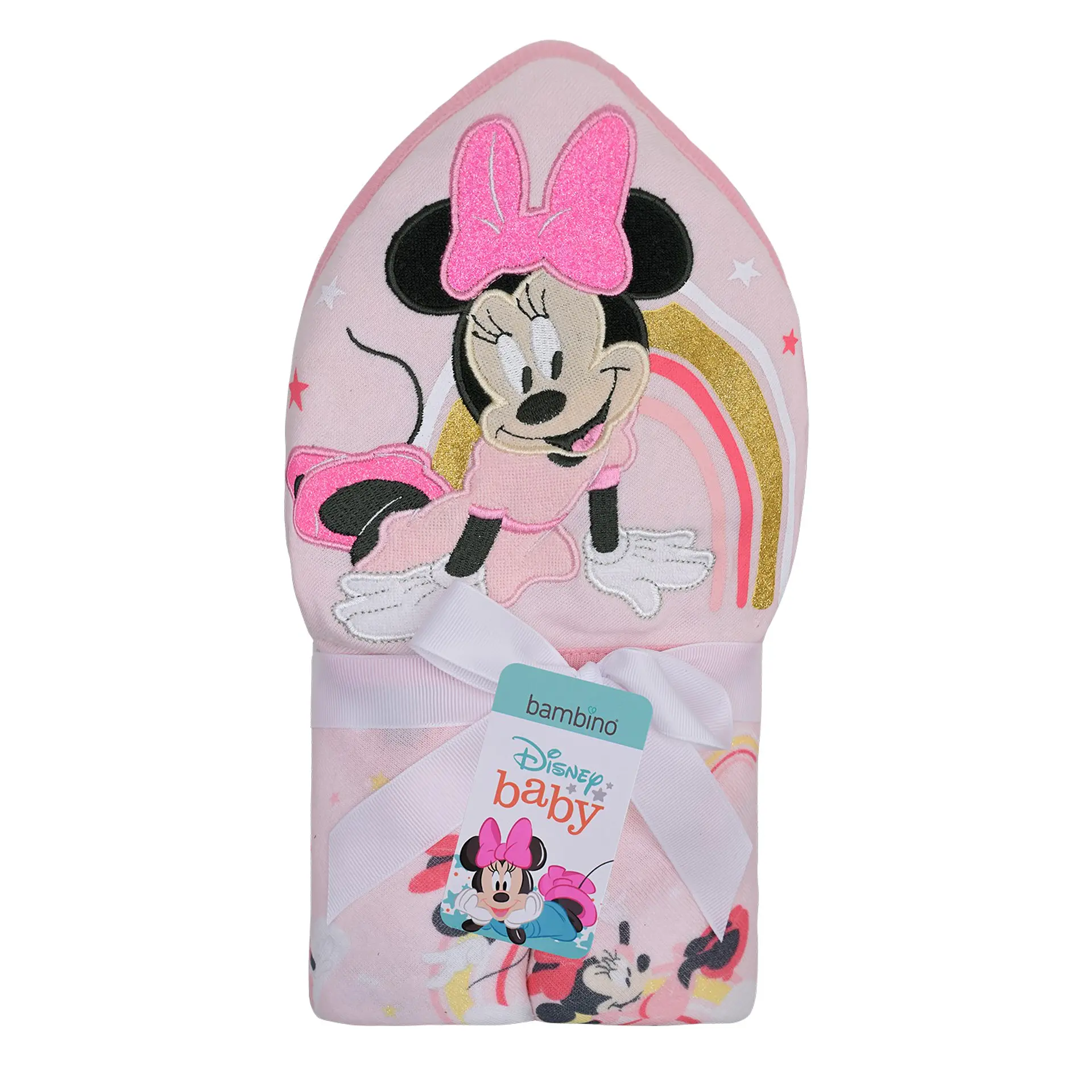 Toalla Con Capucha Bambino Minnie Rosado 1