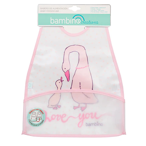 Babero de Alimentación Impermeable PEVA Rosa Gansos