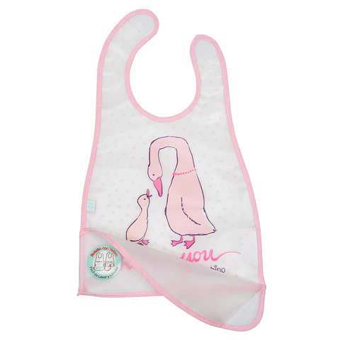 Babero de Alimentación Impermeable PEVA Rosa Gansos