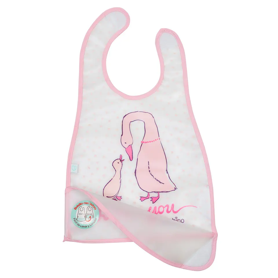 Babero de Alimentación Impermeable PEVA Rosa Gansos 2
