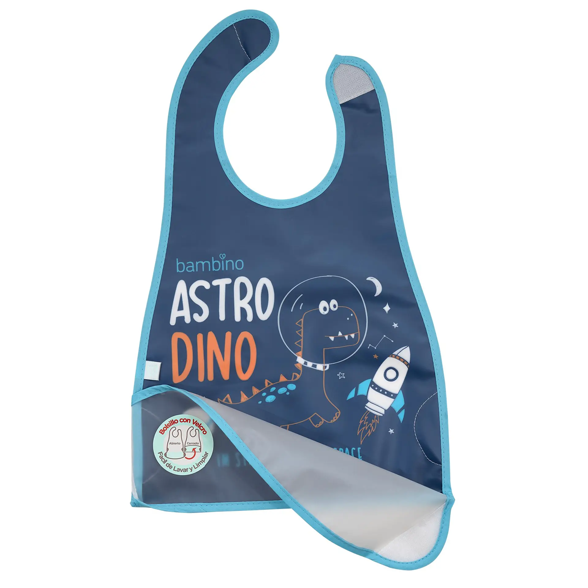 Babero de Alimentación Impermeable PEVA Azul Dino 2