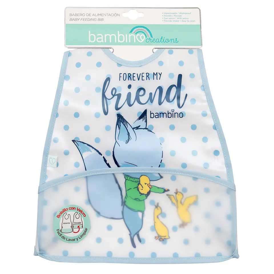 Babero de Alimentación Impermeable PEVA Celeste Zorro 1