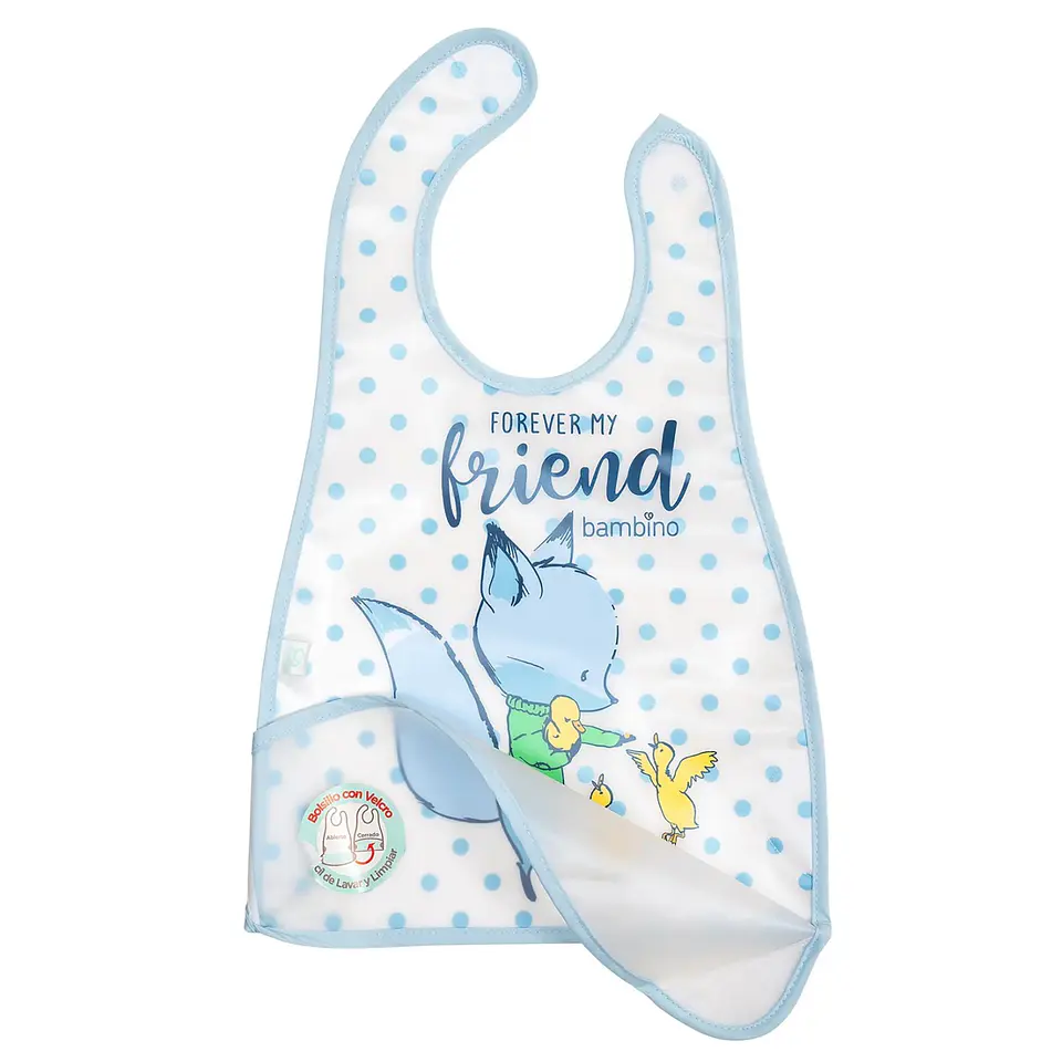 Babero de Alimentación Impermeable PEVA Celeste Zorro 2