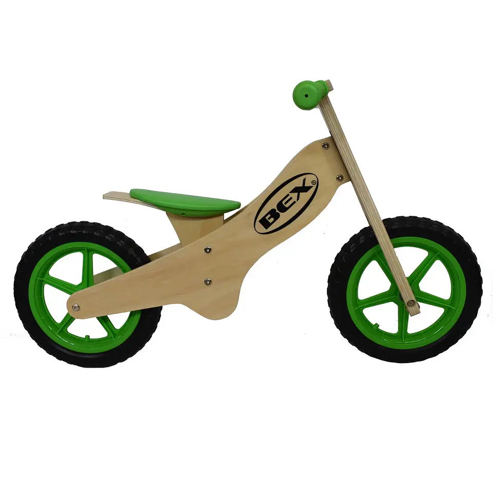 Bicicleta Madera Equilibrio Aprendizaje Sin Pedal Verde Bex 2