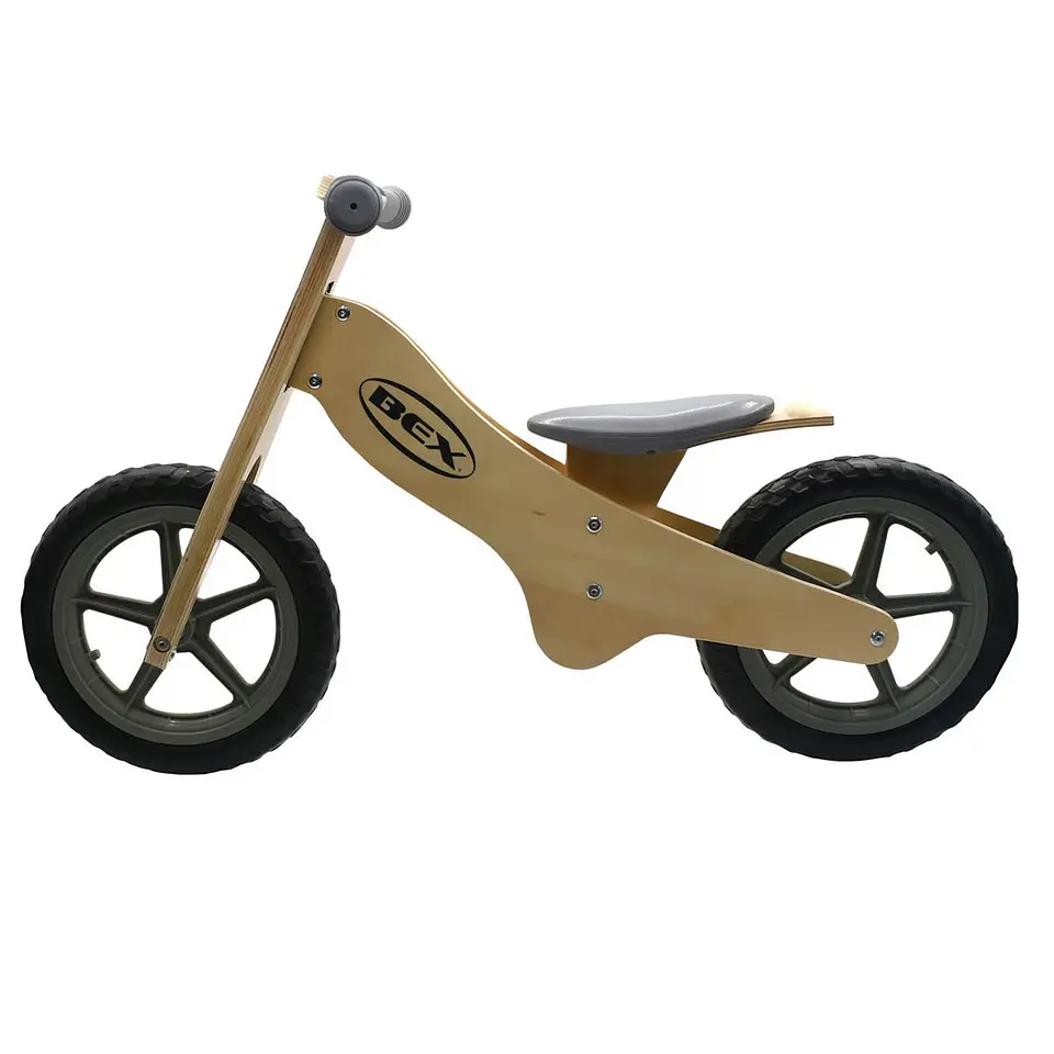 Bicicleta Madera Equilibrio Aprendizaje Sin Pedal Gris Bex 2