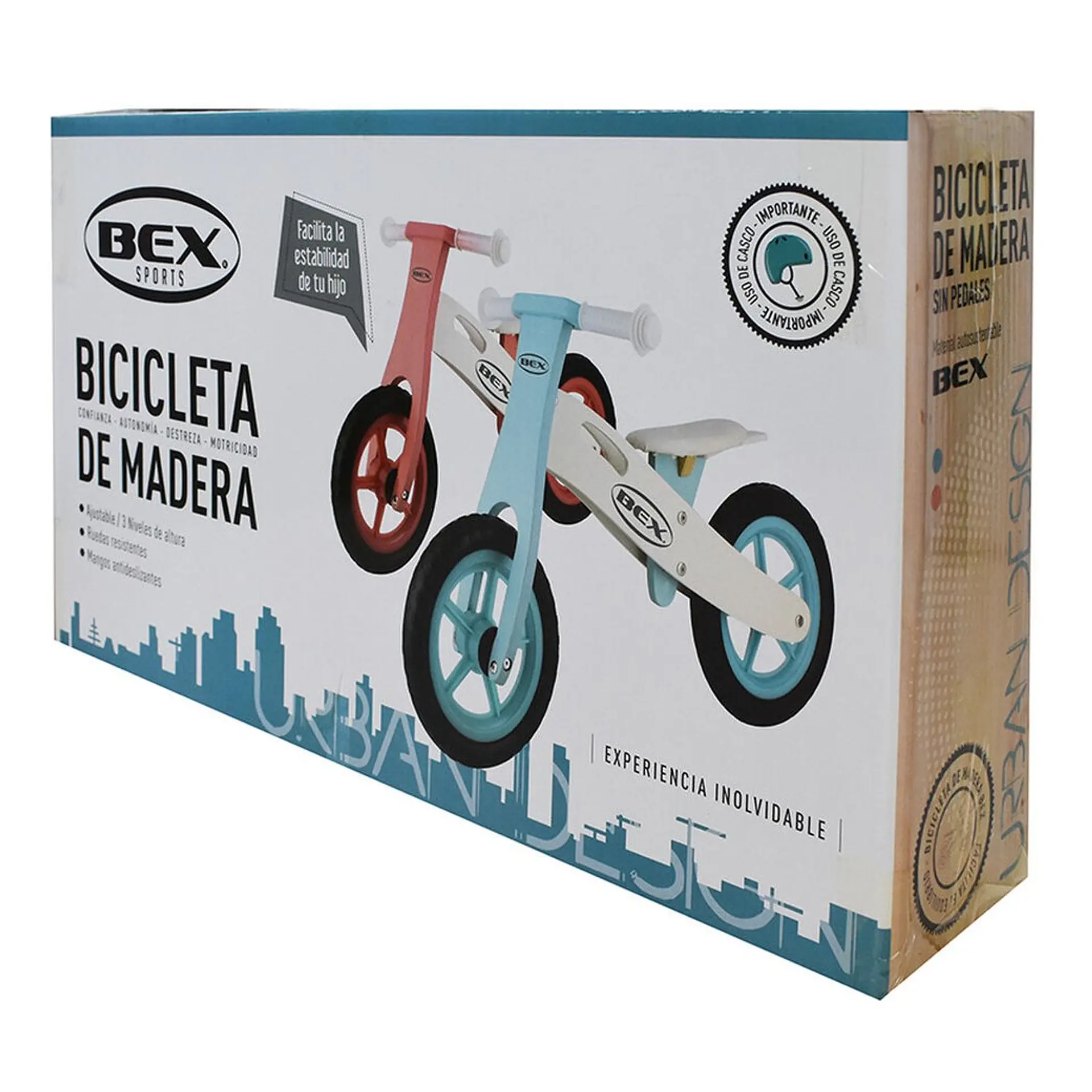 Bicicleta Madera Equilibrio Aprendizaje Sin Pedal Azul Bex 5