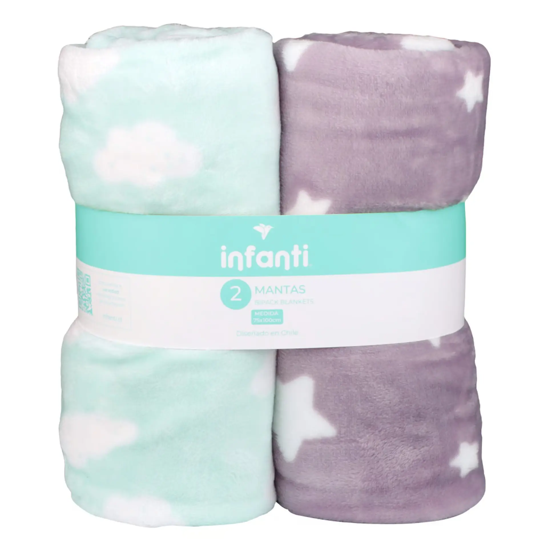 Pack 2 Mantas Unisex Infanti Verde/Gris 1