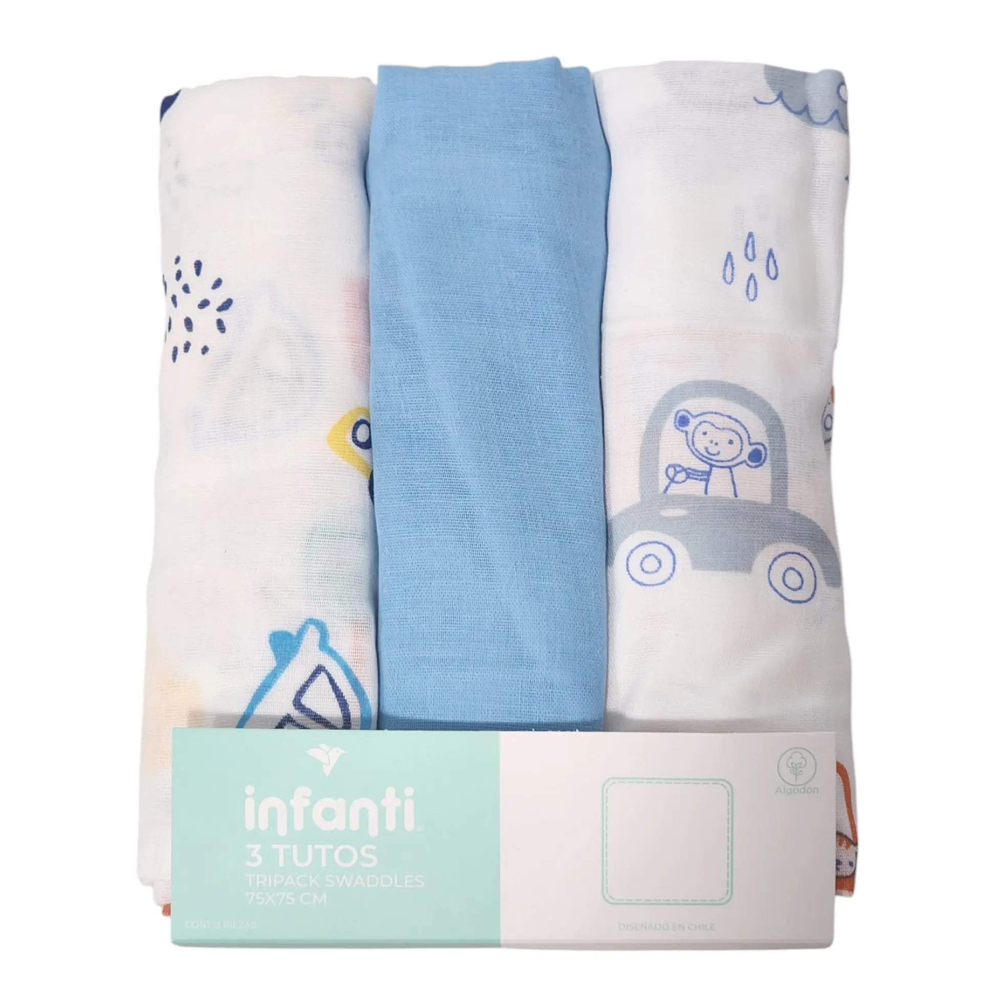 Pack 3 Tutos Infanti Celeste 75x75cm  5