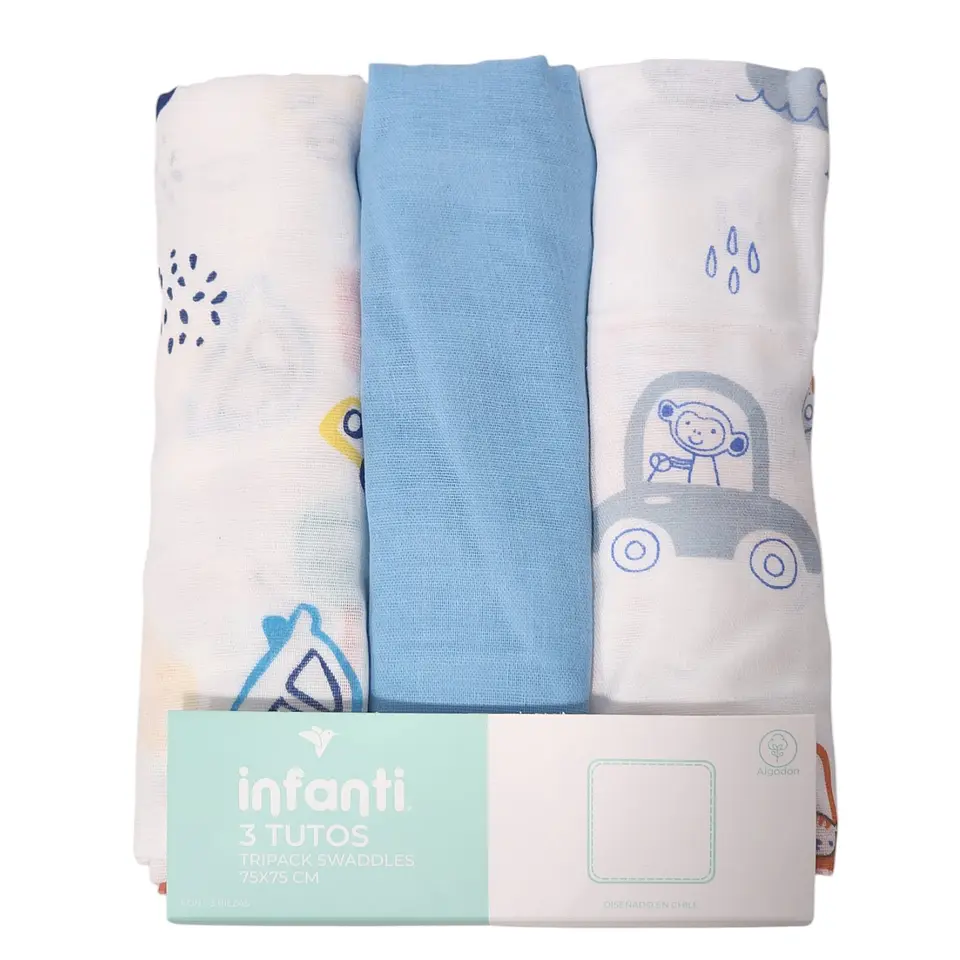 Pack 3 Tutos Infanti Celeste 75x75cm  5