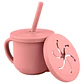 Vaso Silicona 2 en 1 con asas y bombilla 225ml Infanti Rojo - Miniatura 1