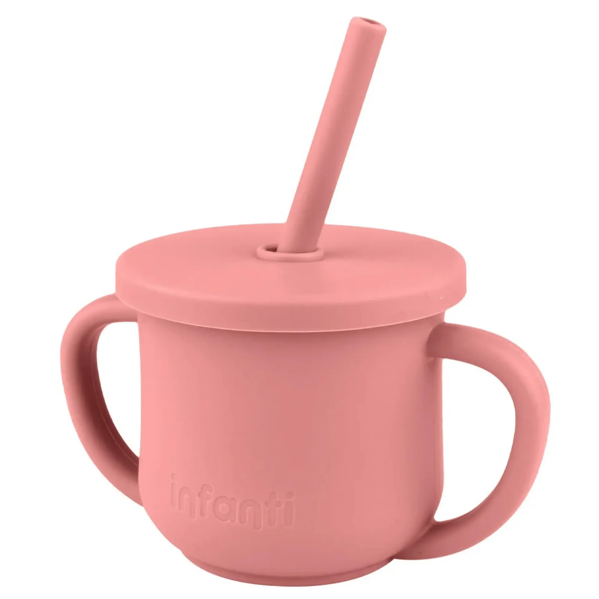 Vaso Silicona 2 en 1 con asas y bombilla 225ml Infanti Rojo 4