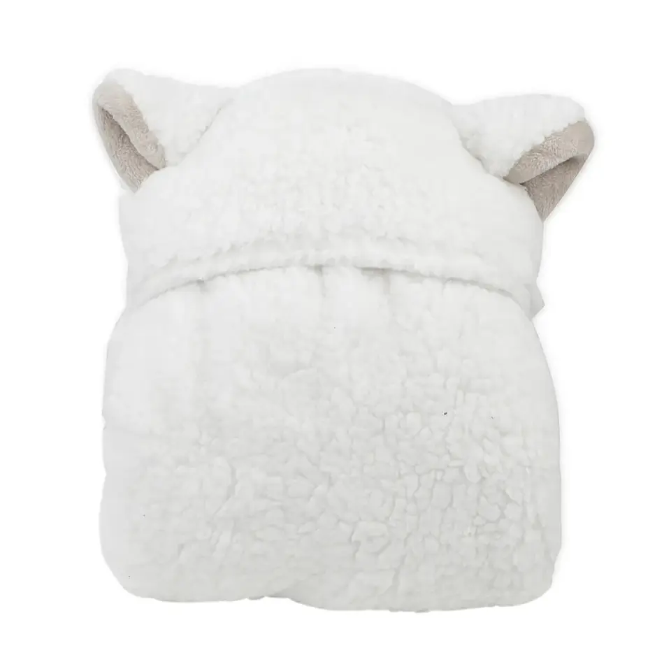 Frazada Poncho Manta Con Capucha Sherpa Infanti Blanco 1