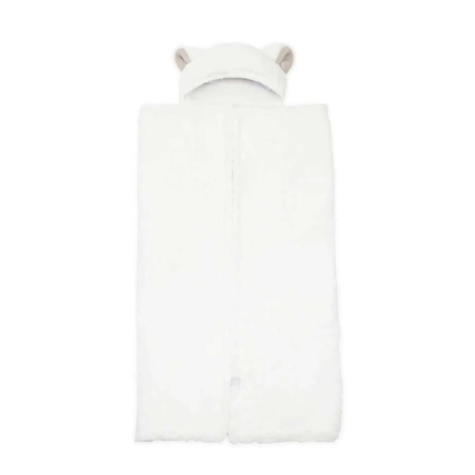 Frazada Poncho Manta Con Capucha Sherpa Infanti Blanco 2
