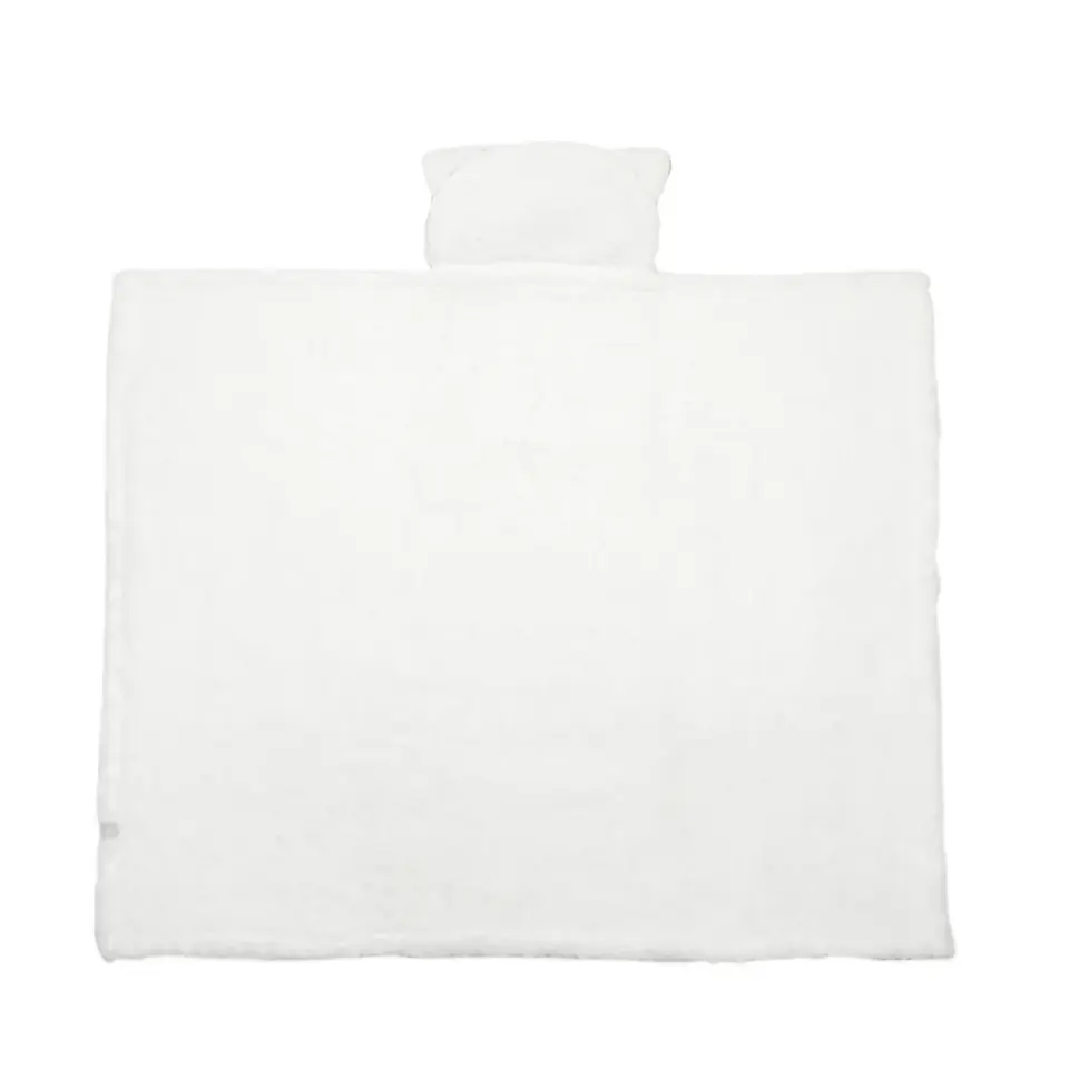 Frazada Poncho Manta Con Capucha Sherpa Infanti Blanco 4