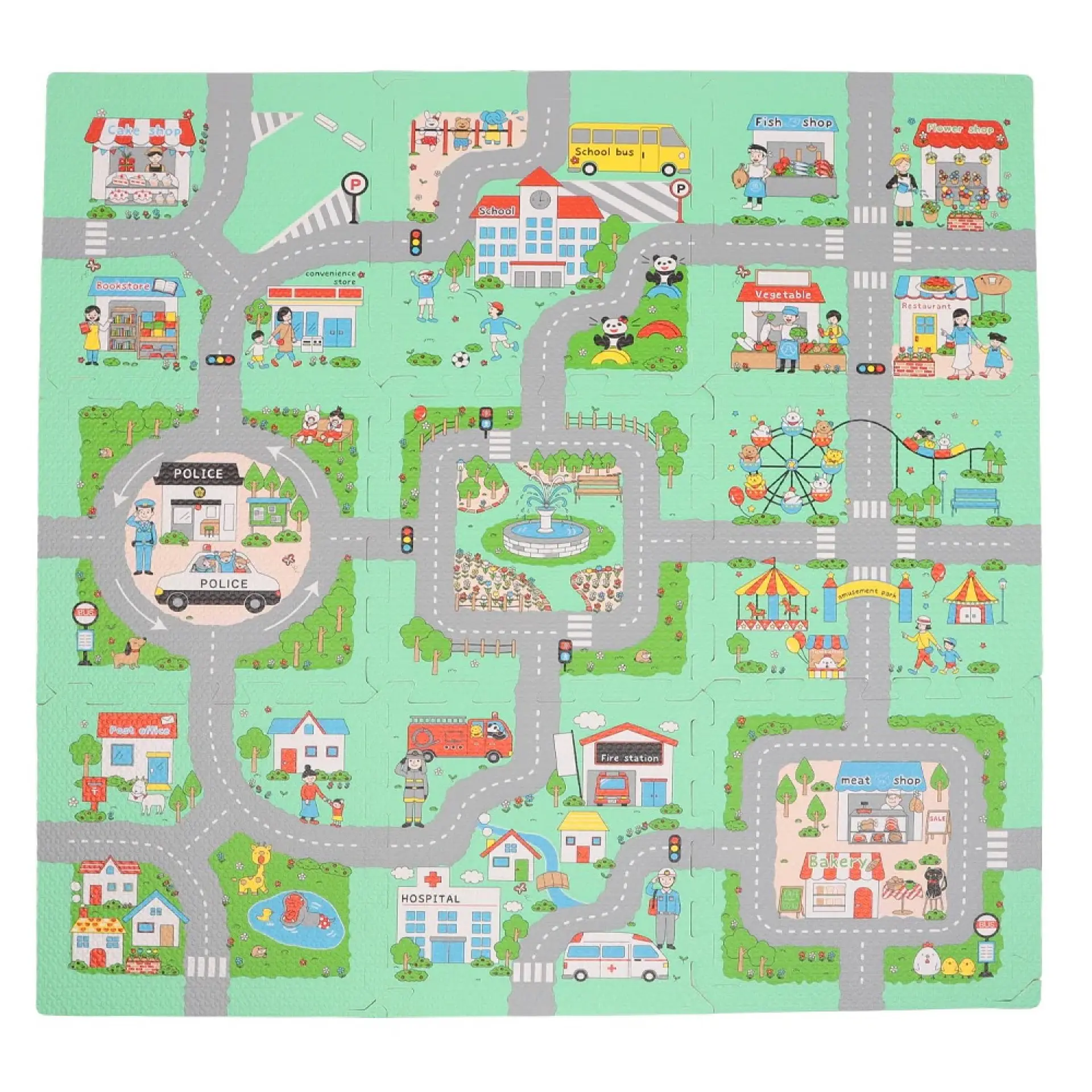 Alfombra Mat Eva Pista Ciudad 9 Piezas Infanti 1