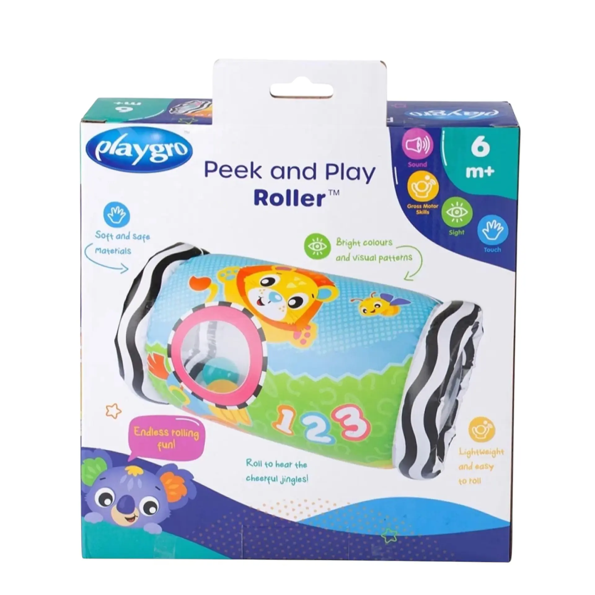 Rodillo Sonajero Inflable Gatear Peek and Play 6m+ Playgro 8