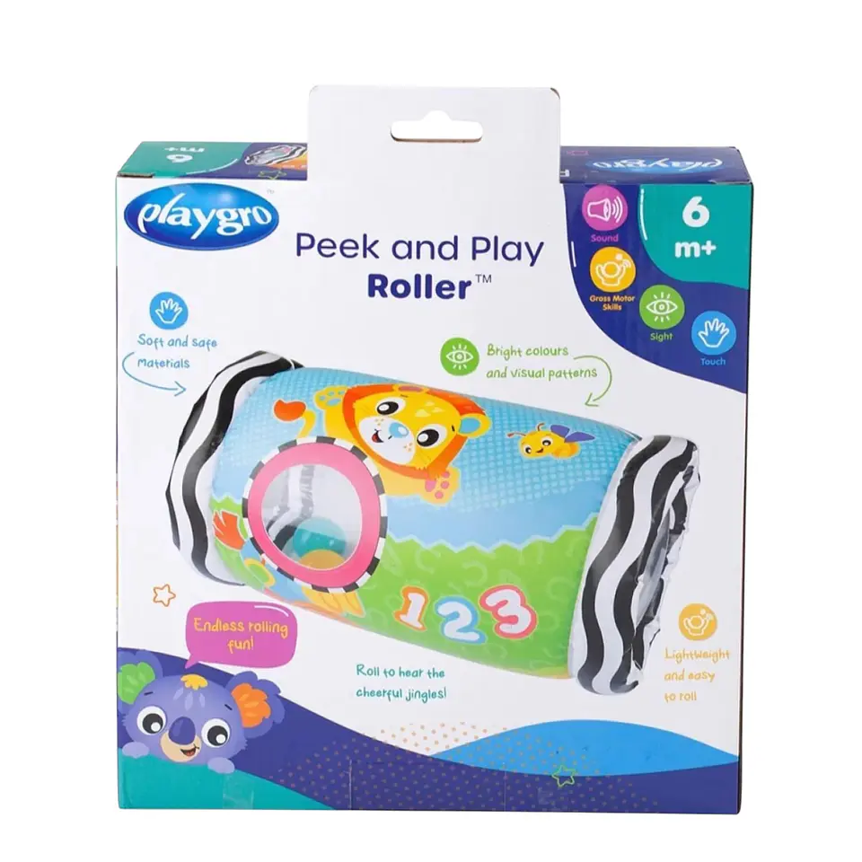 Rodillo Sonajero Inflable Gatear Peek and Play 6m+ Playgro 8