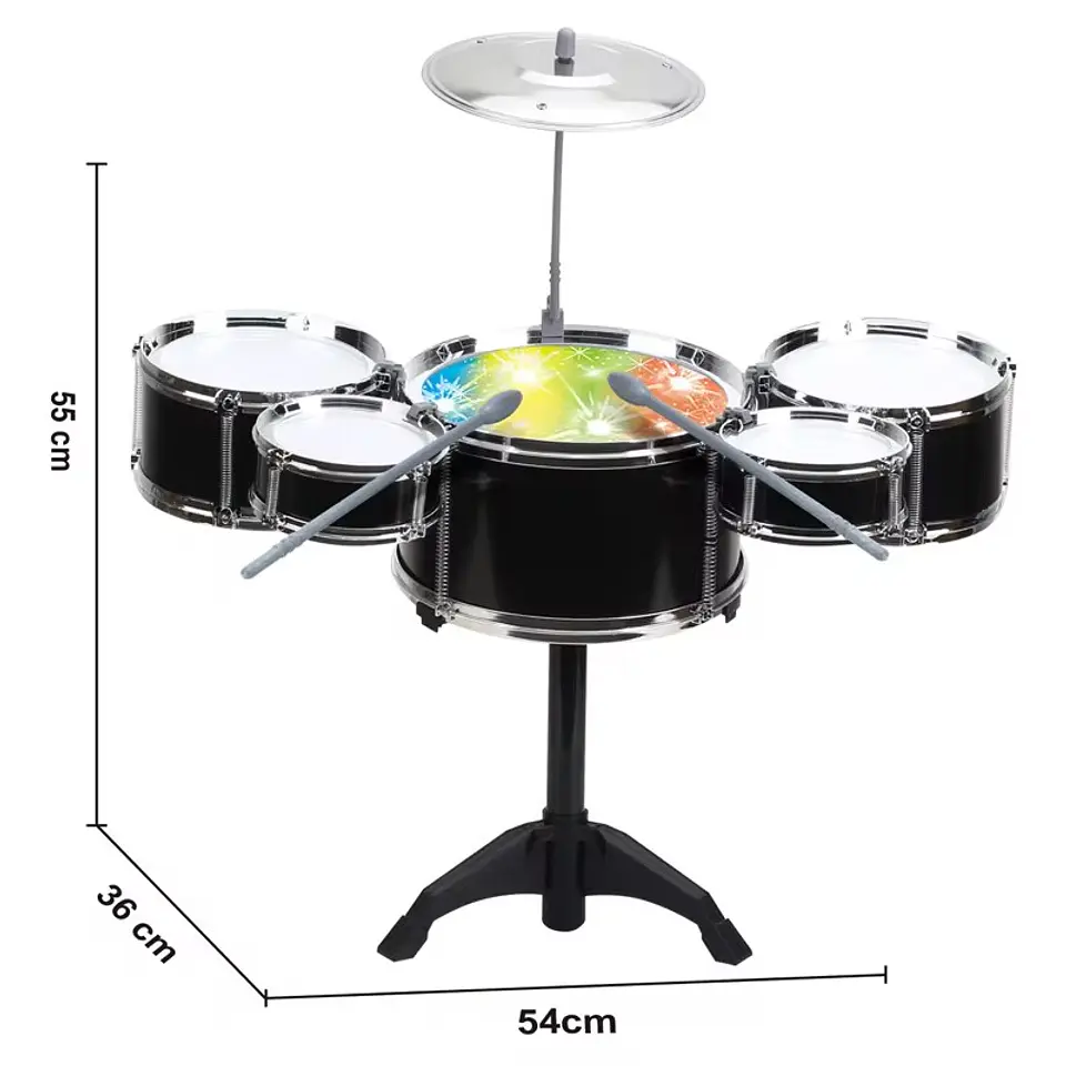 Mini Batería Musical de Juguete 5 Tambores con Sillín 7