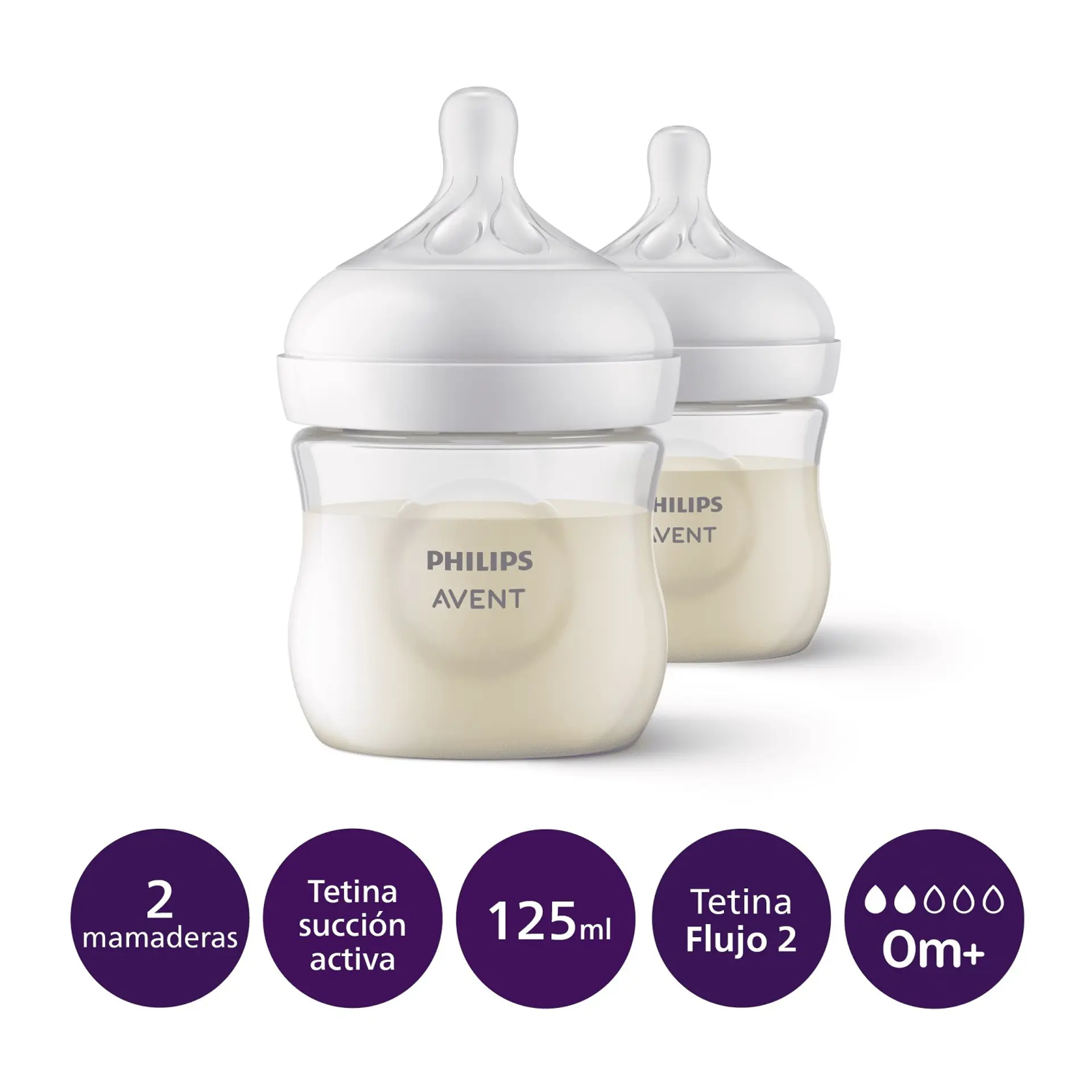 Pack 2 Mamaderas Natural Philips Avent Scy900/02 0m+ 125ml 2
