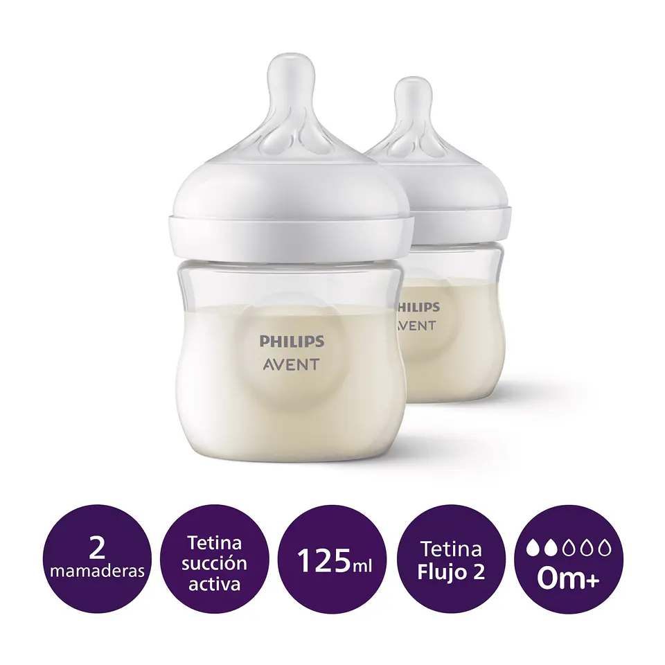 Pack 2 Mamaderas Natural Philips Avent Scy900/02 0m+ 125ml 2