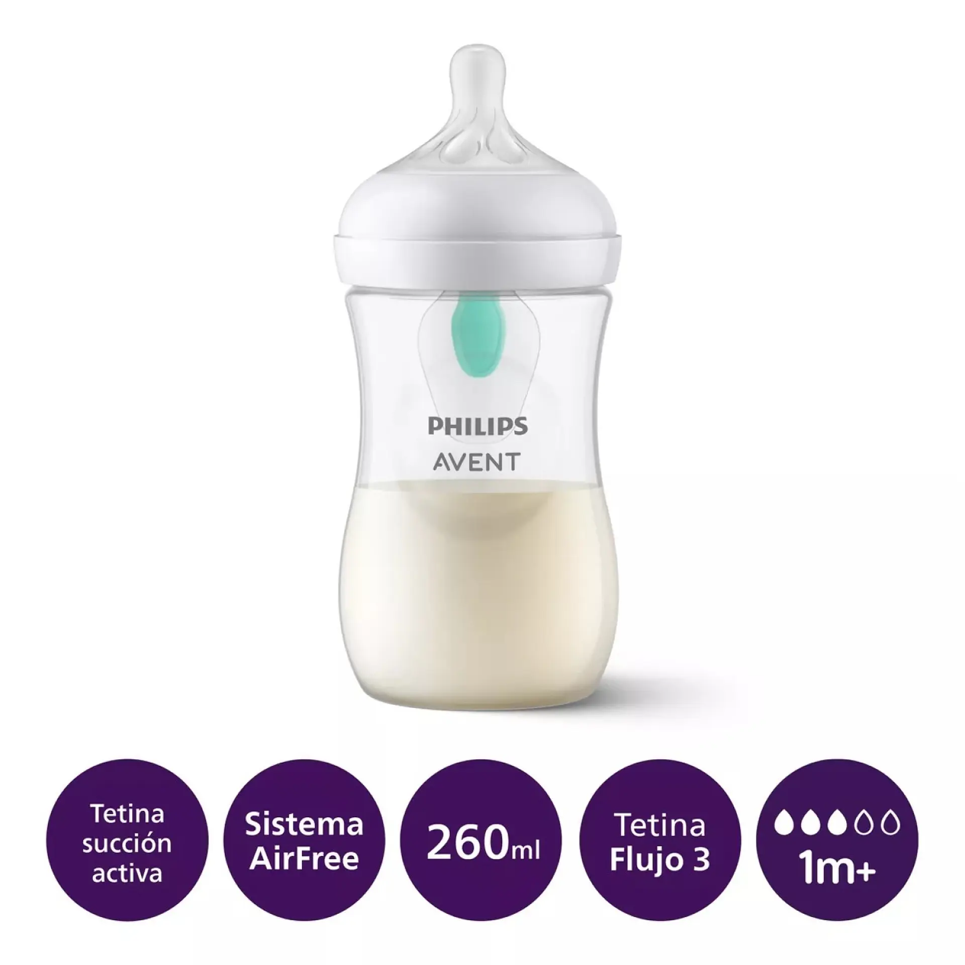 Mamadera Con Abertura Airfree Avent Scy673/01 1M+ 260 Ml 2