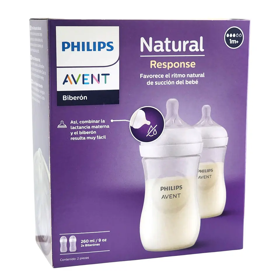 Pack 2 Mamaderas Natural Philips Avent Scy903/02 1m+ 260ml 5