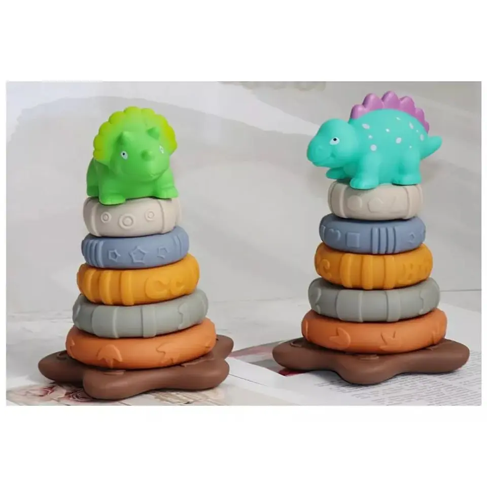 Juguete Didáctico Torre Dinosaurio Argollas Apilable 7pcs 7