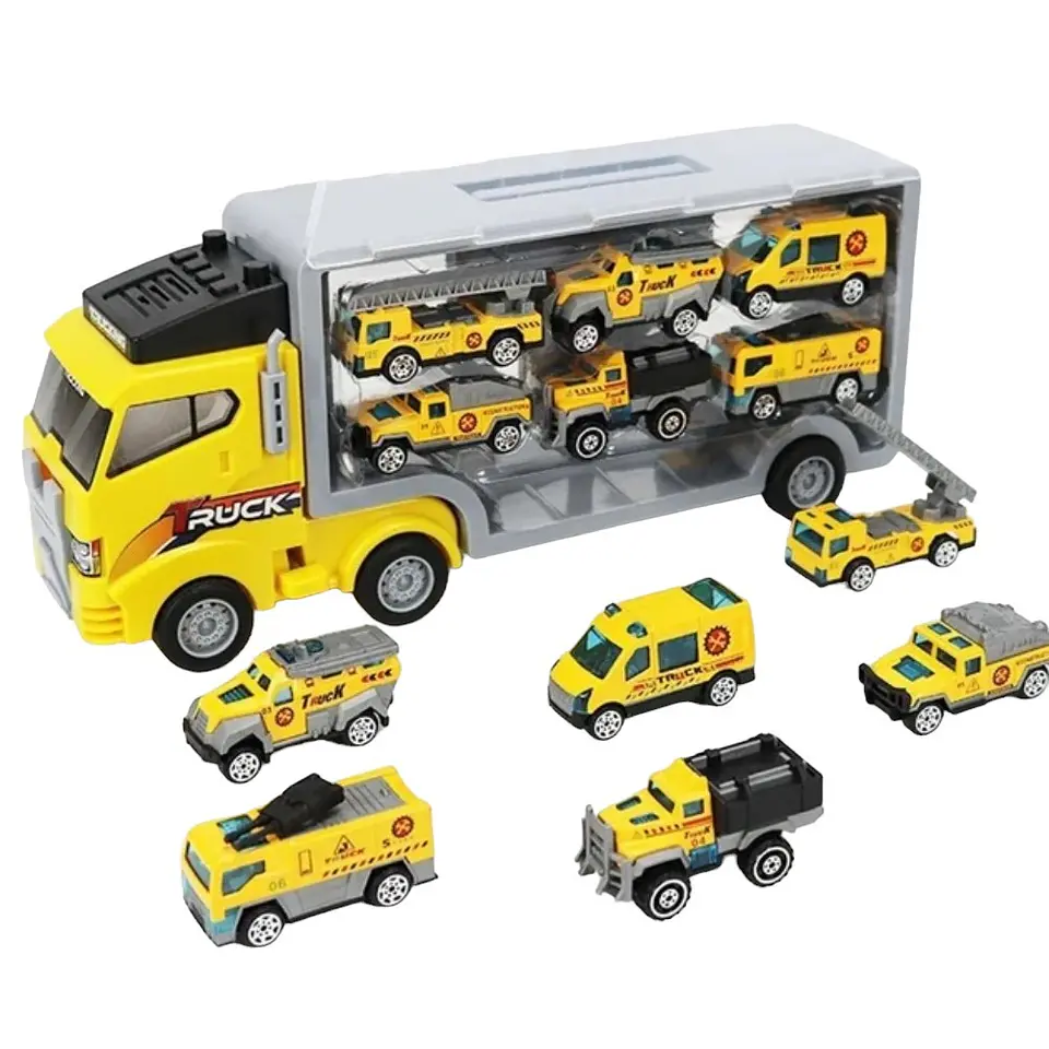 Camión Transportador con Seis Camiones de Construcción 1