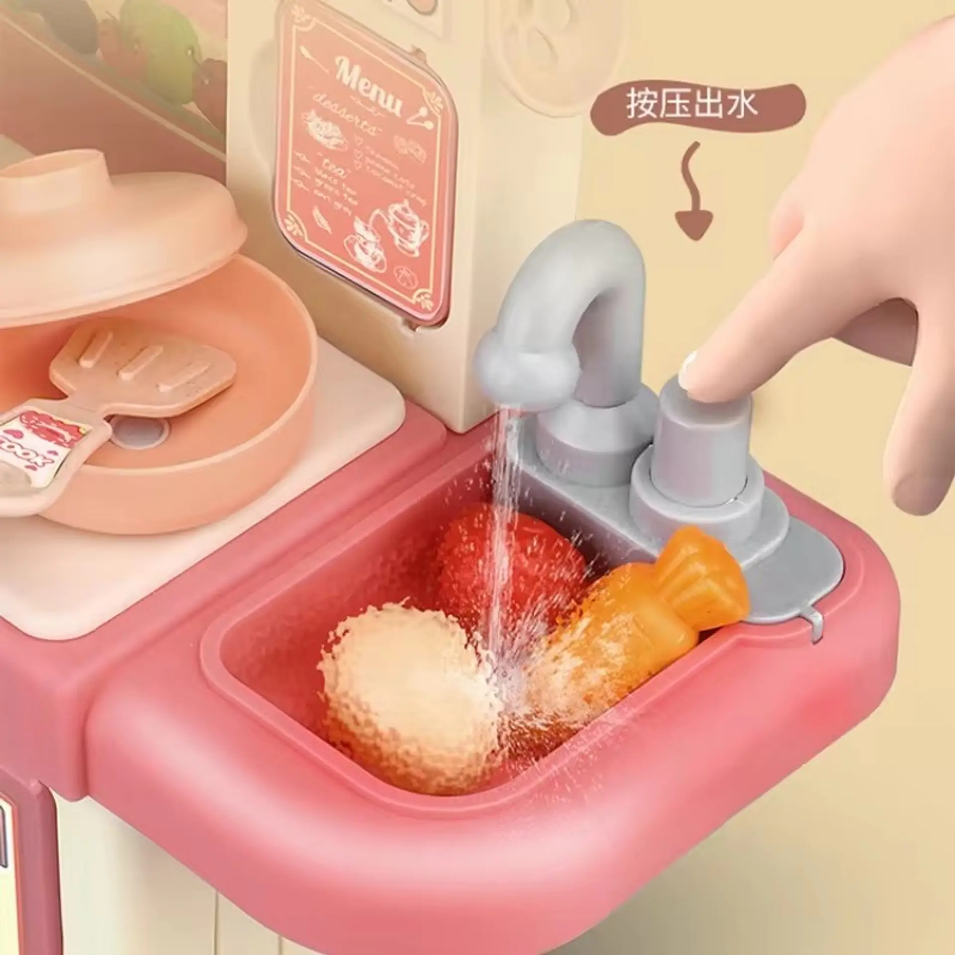 Cocina de Juguete con Luces Vapor y Agua Rosado 3