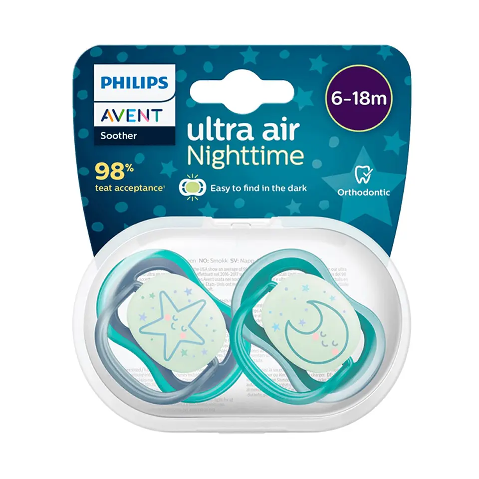 2 Chupetes Avent Nocturno 6-18m Verde SCF376/13 4