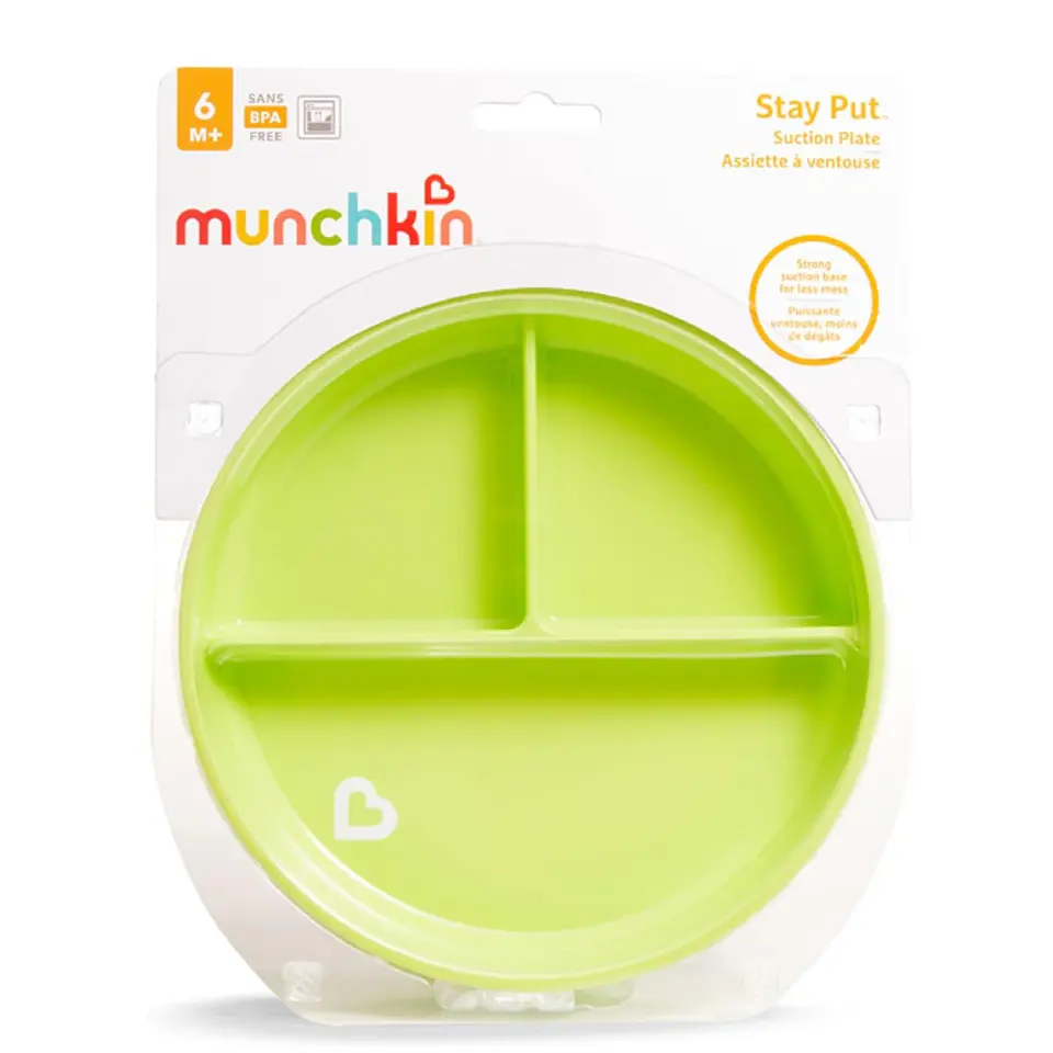 Plato Bebè con succión y División Stay Put Munchkin Verde 6
