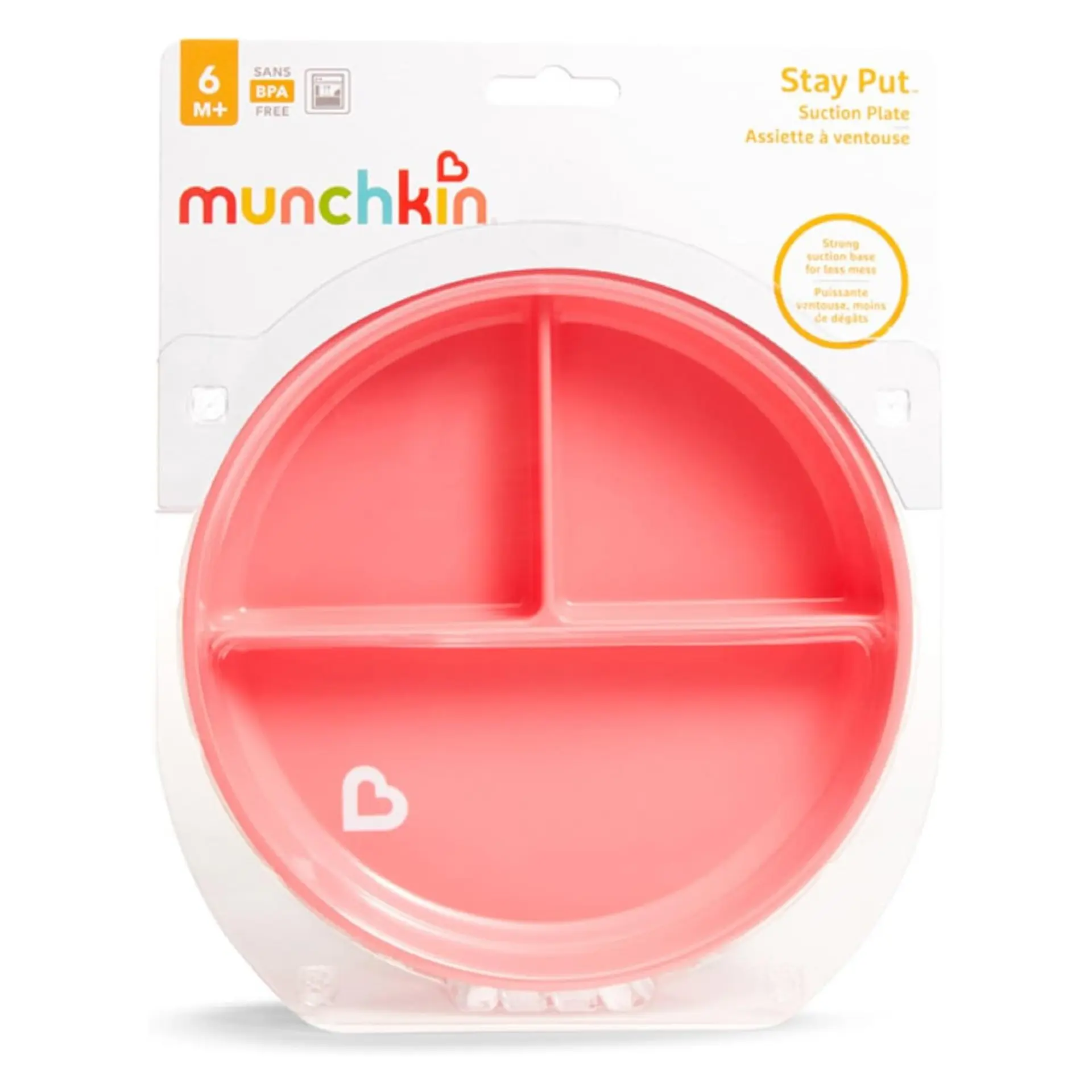 Plato Bebè con succión y División Stay Put Munchkin Rosa 5