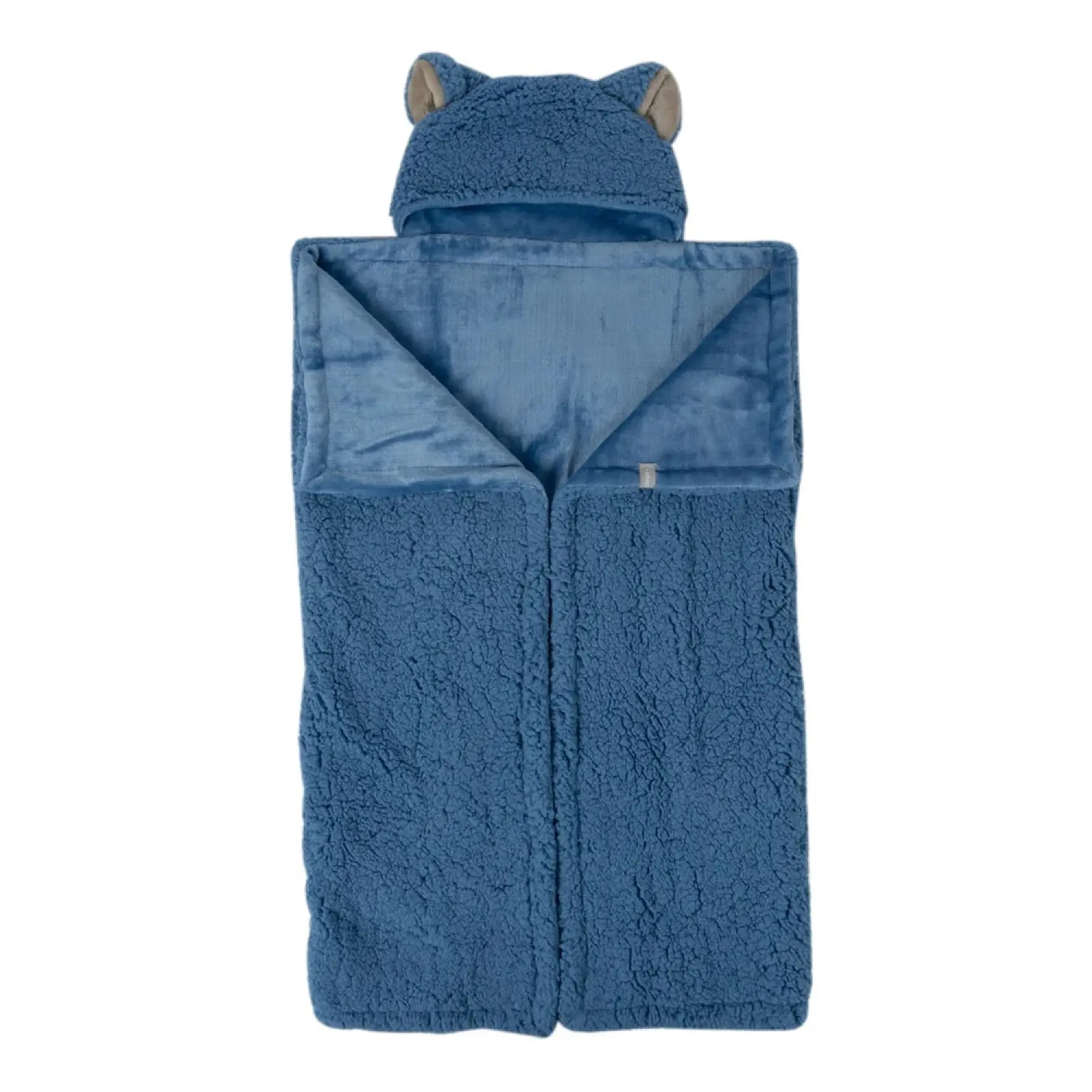 Frazada Poncho Manta Con Capucha Sherpa Niño Infanti Azul 2
