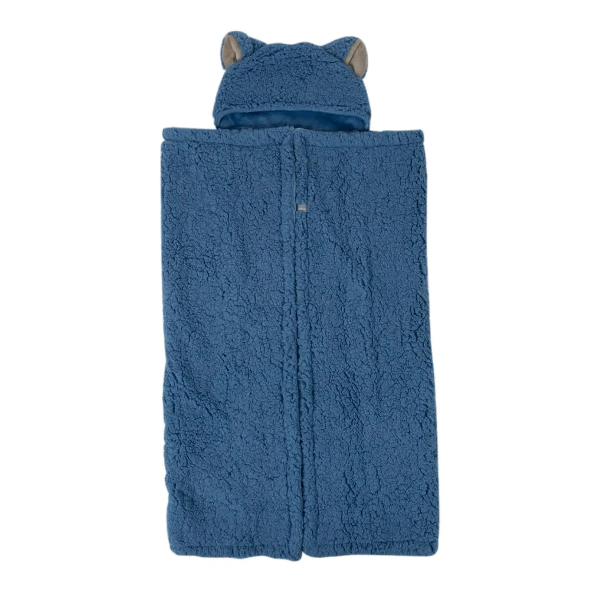 Frazada Poncho Manta Con Capucha Sherpa Niño Infanti Azul 3