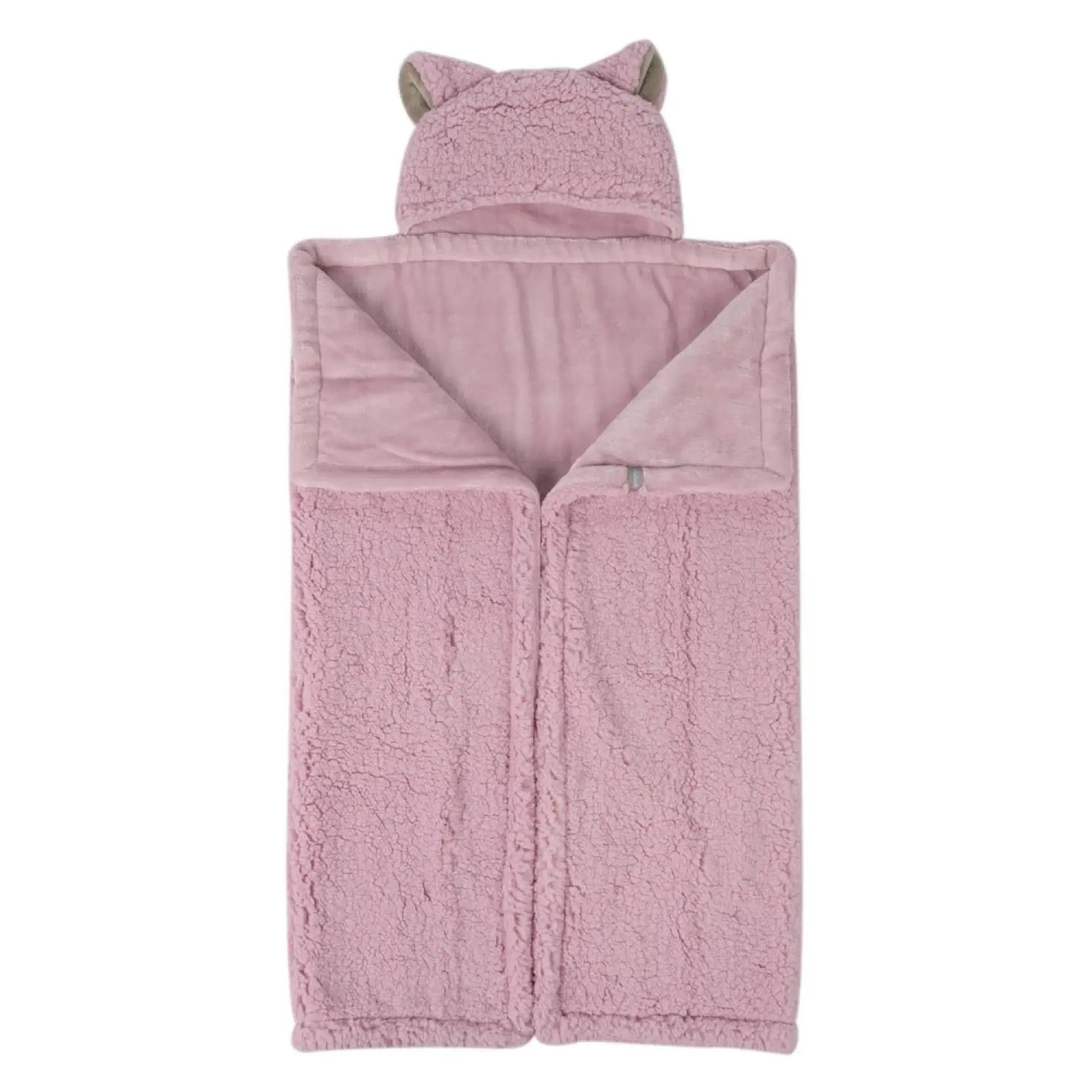 Frazada Poncho Manta Con Capucha Sherpa Infanti Rosa 2