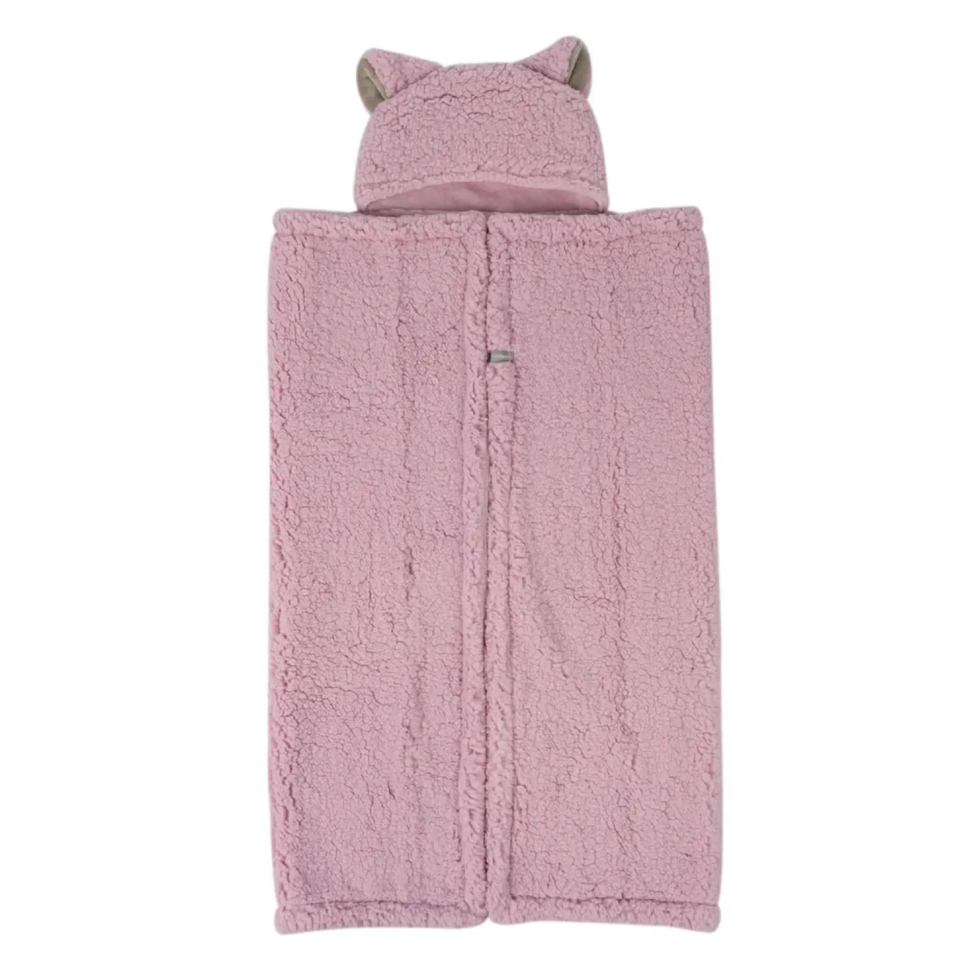 Frazada Poncho Manta Con Capucha Sherpa Infanti Rosa 3