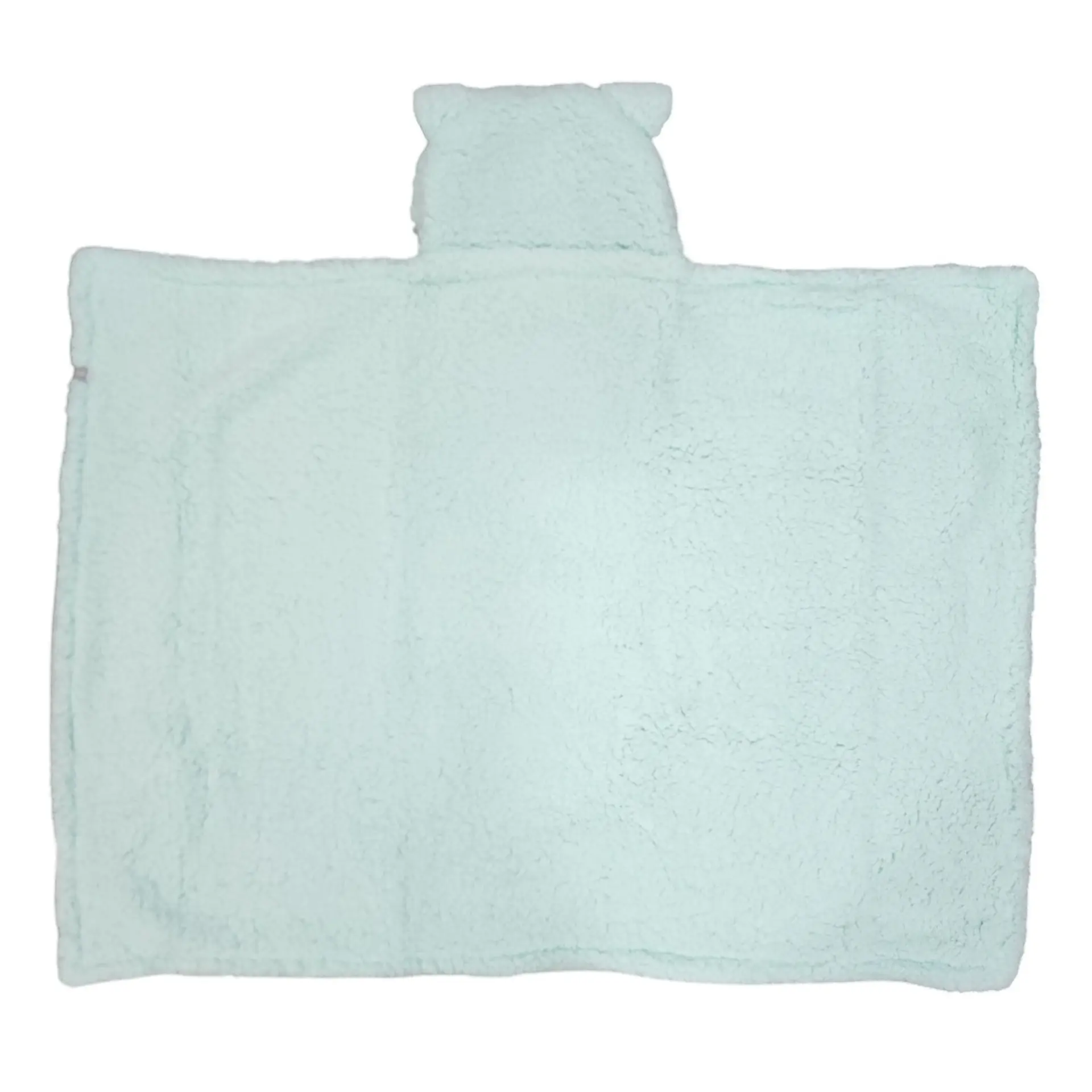 Frazada Poncho Manta Con Capucha Sherpa Infanti Verde Menta 4