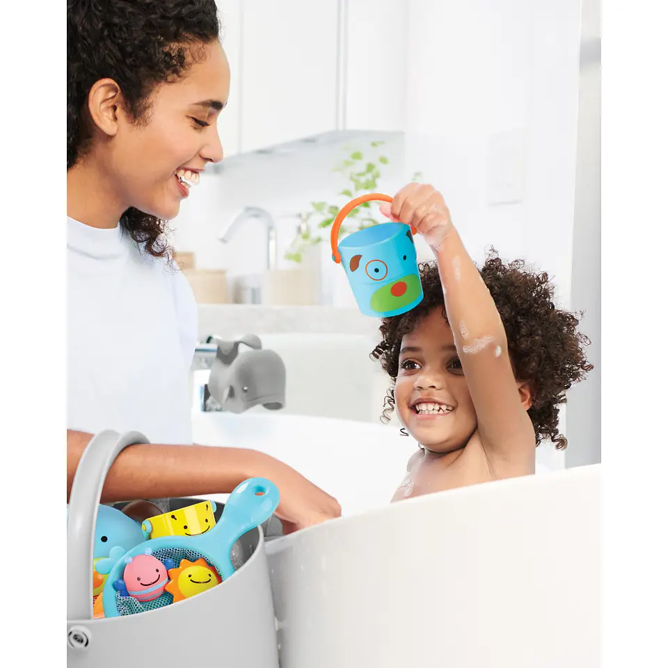 Juguete Agua Baldes Cubetas Zoo Skip Hop Para Apilar 5