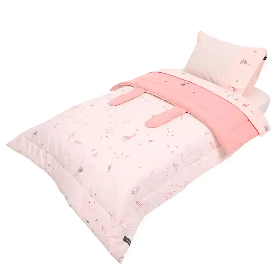 Set De Cuna Infanti Colecho Sábanas Más Cobertor Y Funda Rosado 1