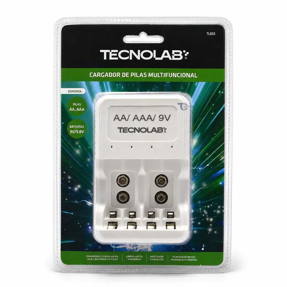 Cargador Pilas Tecnolab TL833 AA AAA 9V 1