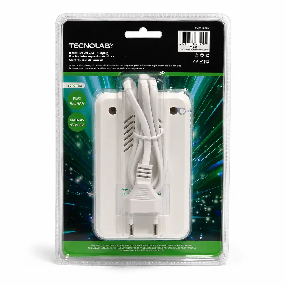 Cargador Pilas Tecnolab TL833 AA AAA 9V 2