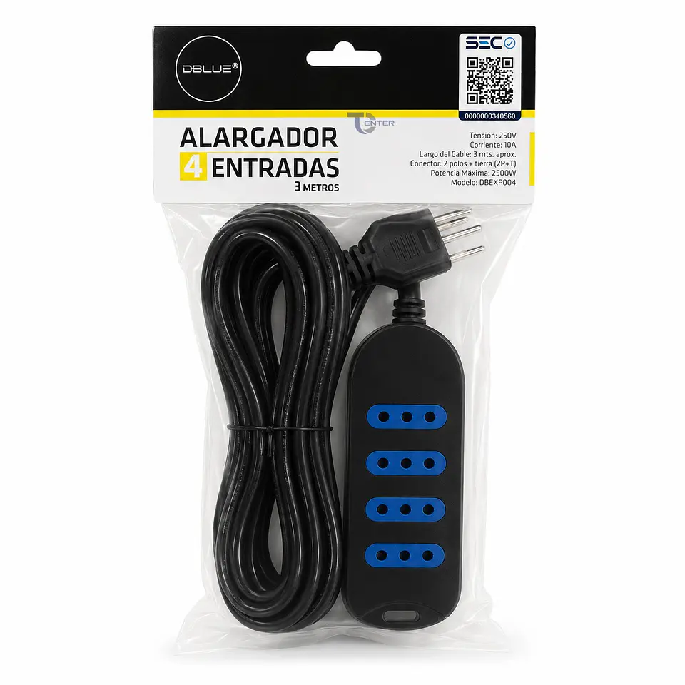 Alargador Dblue 3M 4 POS DBEXP004BK Negro 1