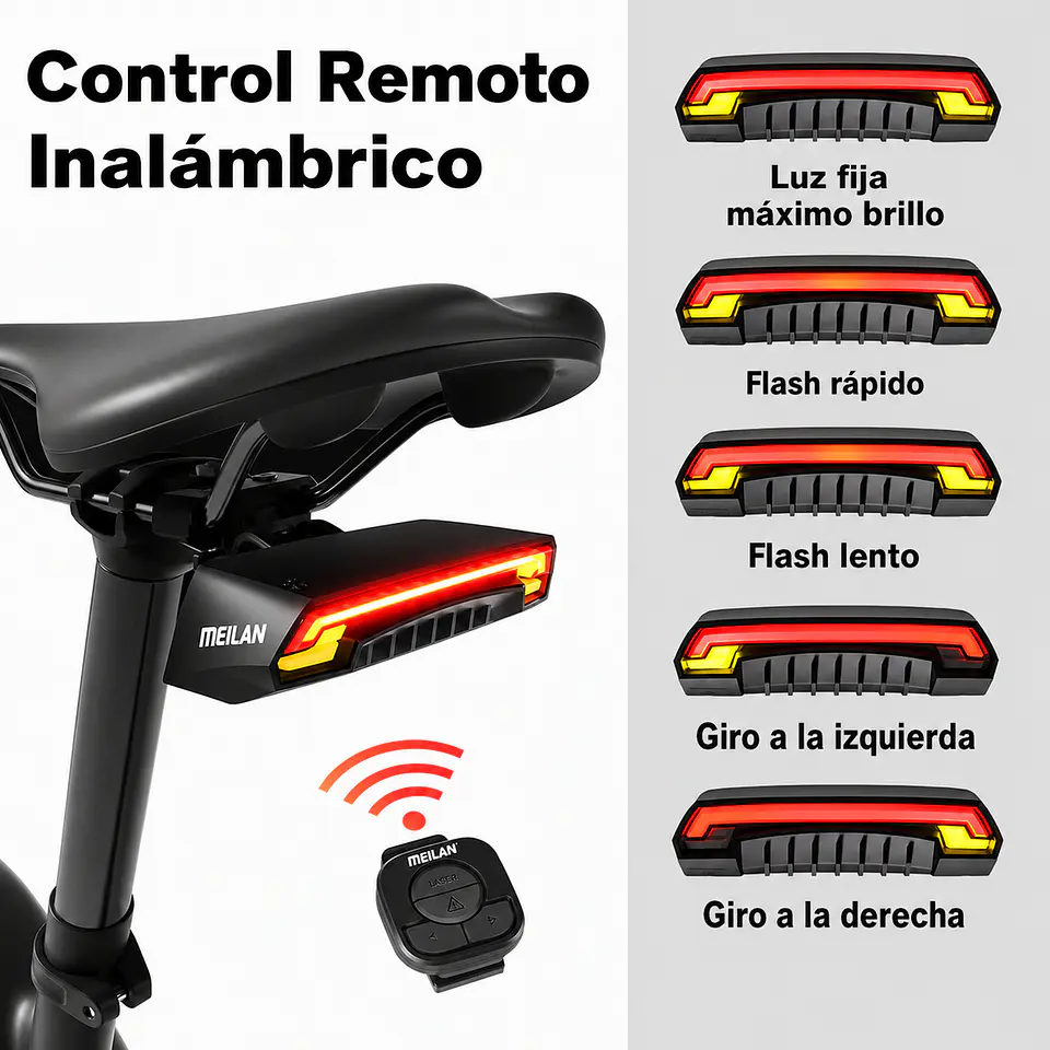 Luz Trasera Bicicleta MEILAN X5 Control y Láser 3
