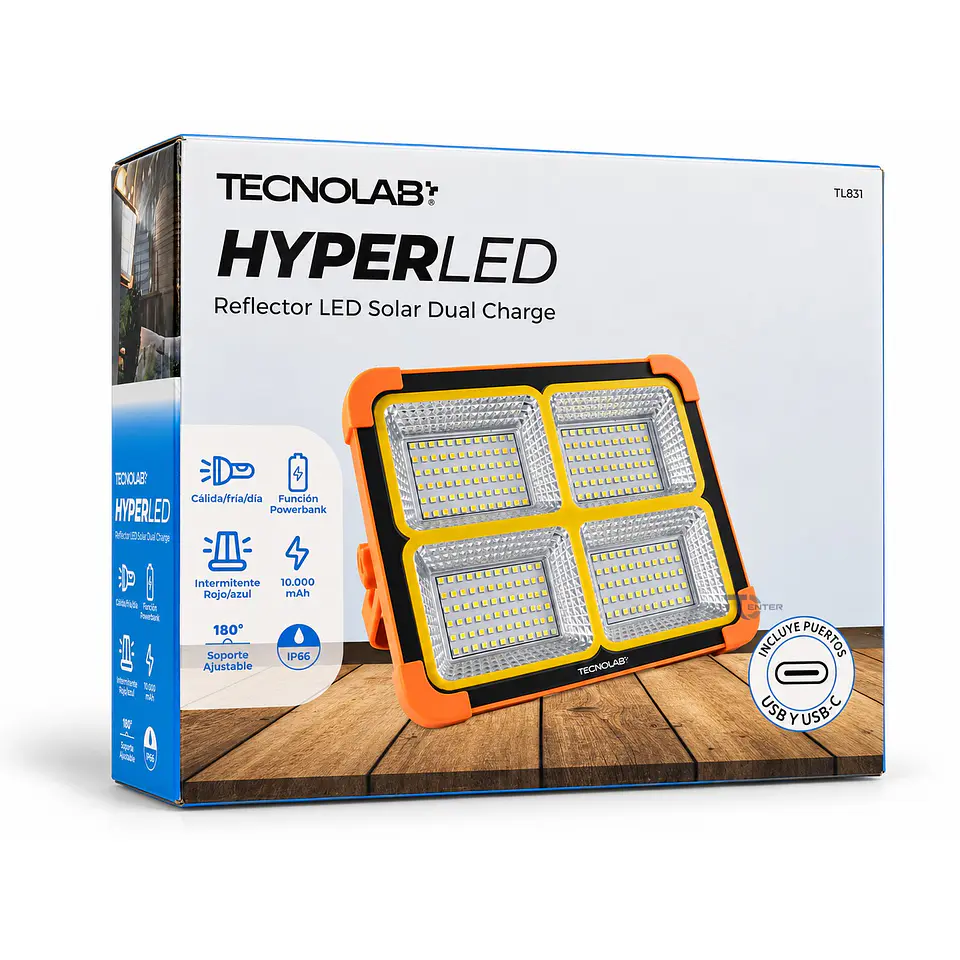 Reflector LED Solar Tecnolab TL831 HyperLED 10.000 mAh 6