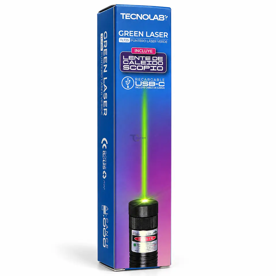 Puntero Láser Verde Recargable USB-C Tecnolab TL-725 5