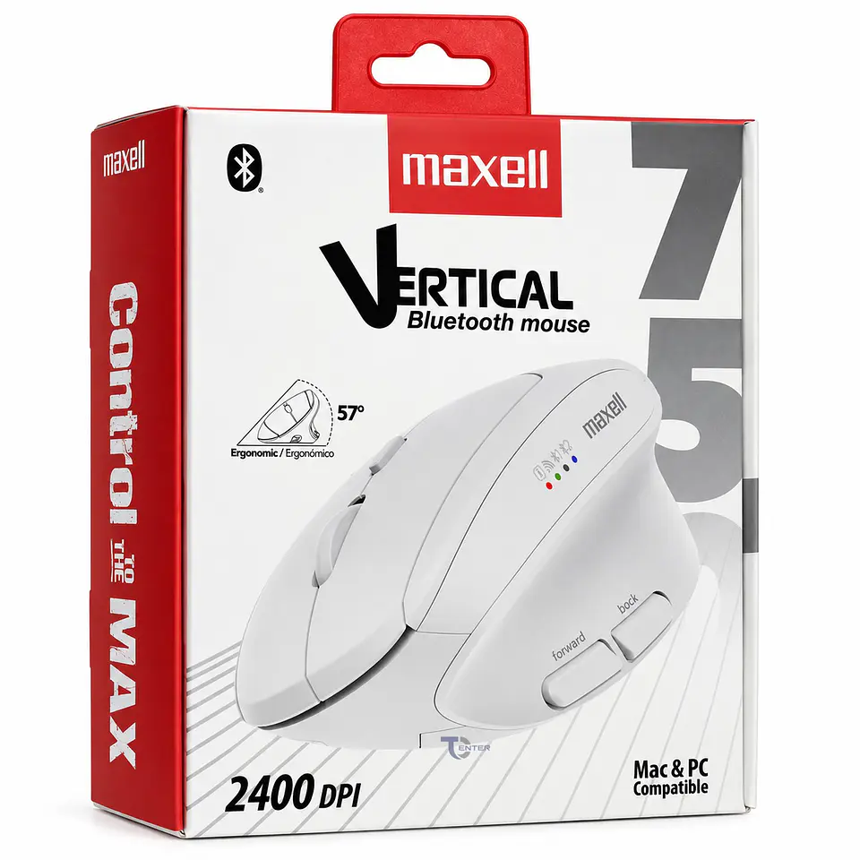 Mouse Vertical Maxell MOWLBT-750 Bluetooth 2400 DPI Blanco 7